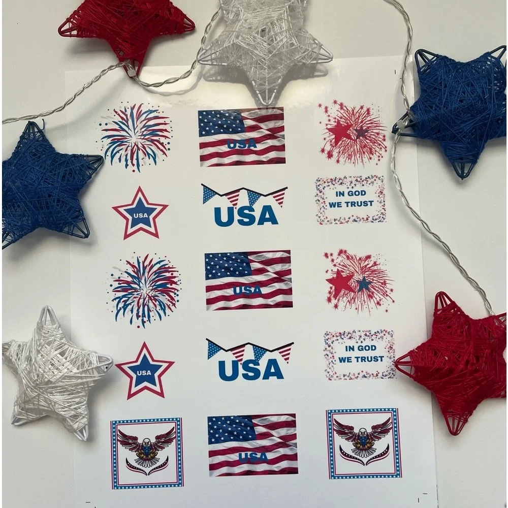 Red White and Blue Vinyl Sticker Sheet Set